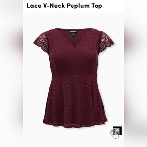 Torrid Lace V neck peplum top